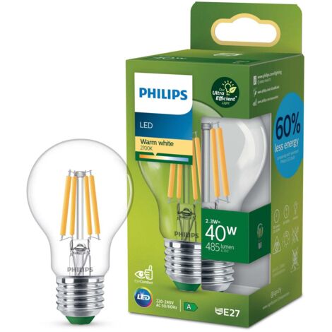 Philips LED 929003622701 LED CEE A (A - G) E27 forme de poire 2.3 W = 40 W blanc chaud (Ø x L) 60 mm x 105 mm 1 pc(s) Y610623