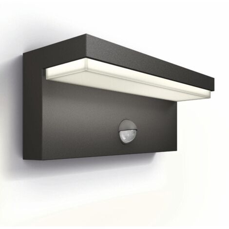 Philips LED Außenwandleuchte Bustan anthrazit mit Bewegunsmelder warmweiß