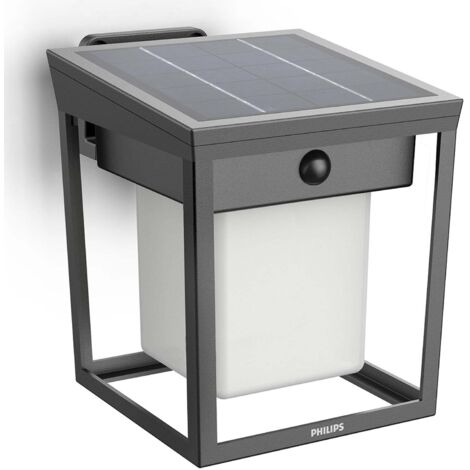 Philips LED Blaise 929004631501 Solar-Außenwandleuchte   1.5 W Warmweiß Anthrazit