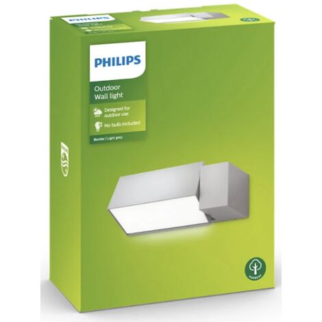 Philips LED Border, Lampada a Parete, per Esterni, Attacco E27, Lampadina Inclusa, IP44, Grigia
