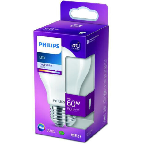 PHILIPS LED Classic 60W Standard E27 Blanc Froid Depolie Non Dimmable