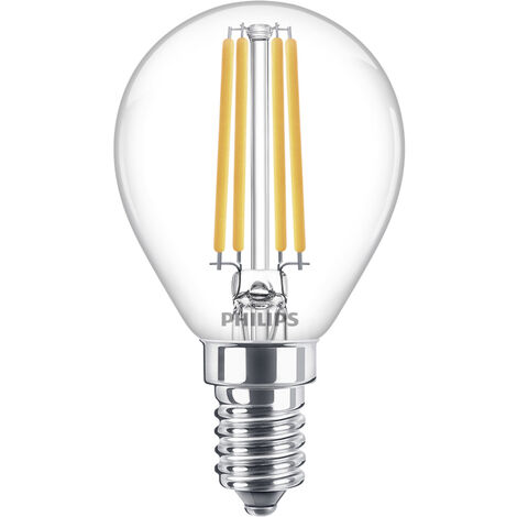 Philips LED Classic E14 Lampe, 6 0W, Tropfenform, klar, warmweiß
