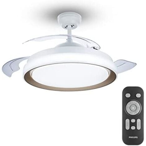 Philips/Signify "Bliss" LED-Deckenventilator mit Fernbedienung, 28+35 W, 4500 lm, 2700/5500/4000 °K, IP20, Schwarz, 15000 Std. [