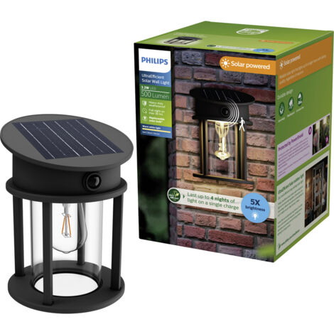 Philips LED Geri 929004633001 Solar-Außenwandleuchte   3.2 W Warmweiß Schwarz