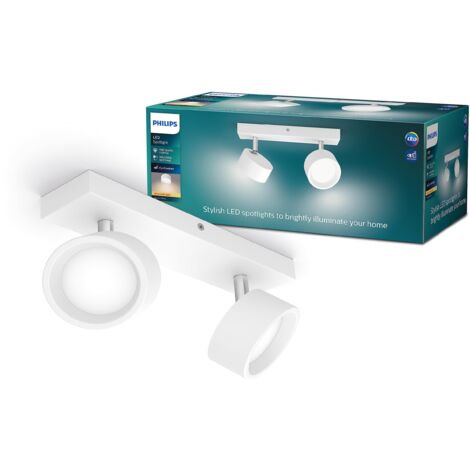 PHILIPS LED Lampada a Faretto Bracia, Luce Calda, 5.5W, 2 Punti Luce, Orientabile, Bianco