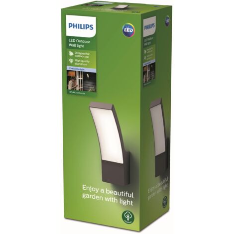 Philips LED Lampada a parete Splay, Grado di protezione IP44, Luce Bianca Naturale 4000K, Antracite