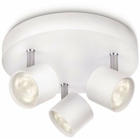 Philips LED Lampada da Soffitto con 3 Spot LED, Alluminio, Bianco