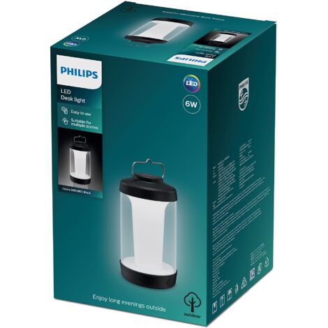 Philips LED Lampada da Tavolo per Esterni Cicero, Batteria da 1200mA, Dimmerabile, IP54, 5000K, 5W, Nero