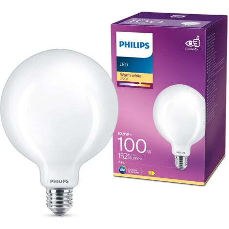 Philips LED Lampadina Globo 10.5W E27 Luce Bianca Calda