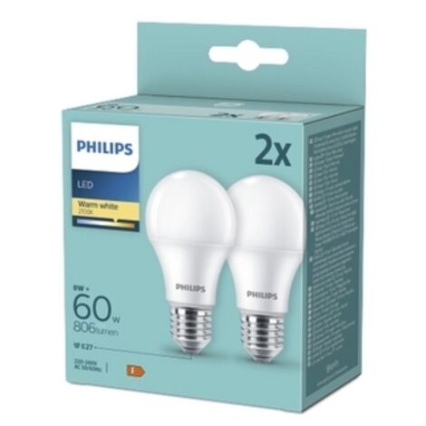 Philips LED-Lampe 8W E27 2 Stk.