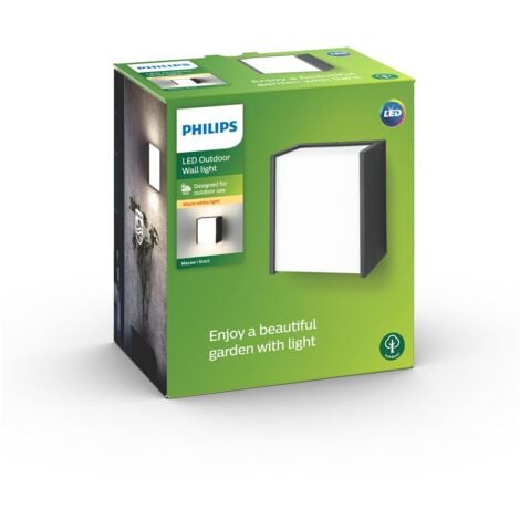 Philips LED Macaw Lampada da Parete per Esterni, Resistente all'Acqua, Nero