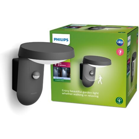 Philips LED Tyla, Lampada da Parete LED per Esterni, Luce Bianca Fredda, Sensore di Movimento Integrato, IP44, 9W