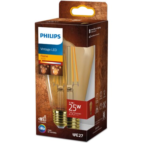 Philips LED Vinateg Lampadina Edison a Filamento Gold, 25W, E27, Luce Bianca Calda, Non Dimmerabile