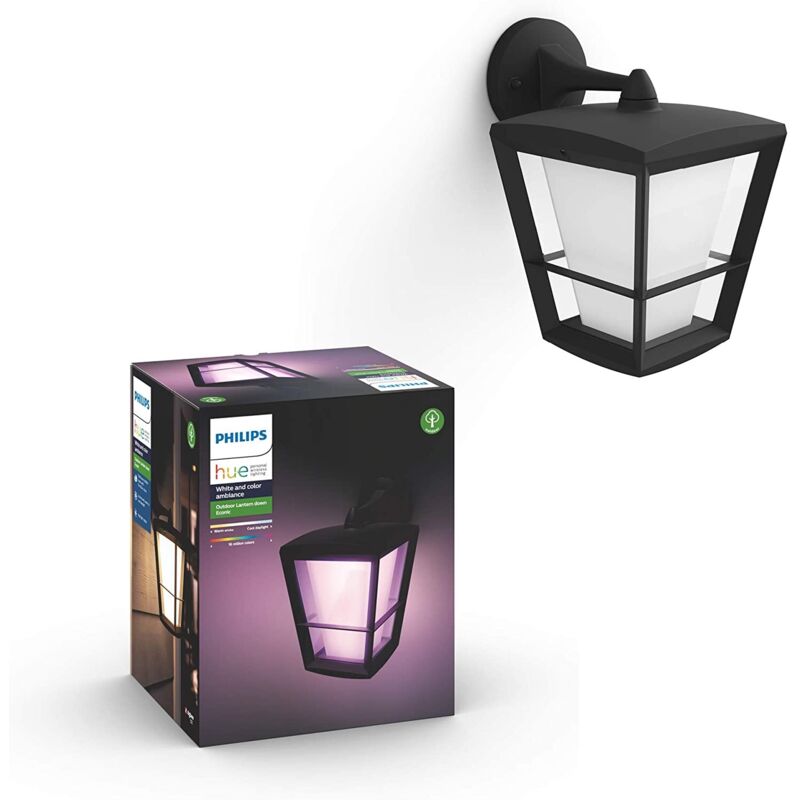 Philips Hue White & Color Ambiance Applique murale descendante econic en aluminium, Noir, fonctionne avec Alexa, Google Assistant et Apple Homekit