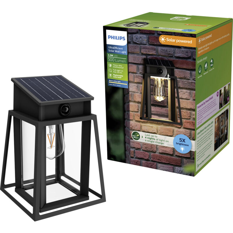 Philips Schwarz Led Lysin 929004632801 Solar-Außenwandleuchte Mit Bewegungsmelder Led 3.2 W