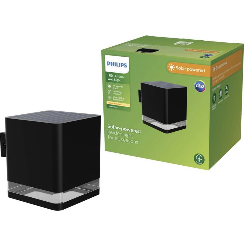 Philips - Lighting Virona 929004658701 Applique solaire extérieure 1.8 w blanc chaud noir