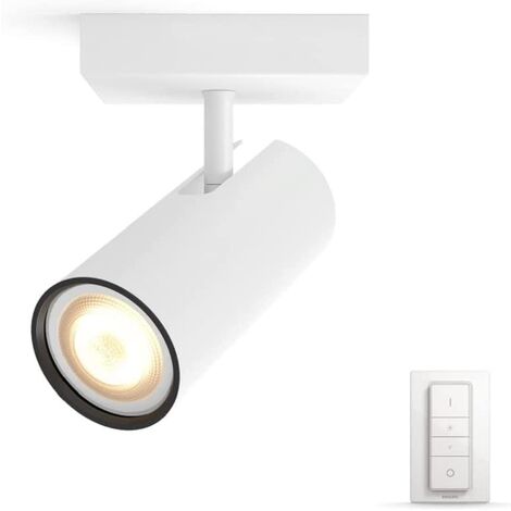 Philips Lighting White Ambiance Faretto LED Buratto Singolo, 5.5W Equivalenti a 25W, con Telecomando Dimmer Switch, Bianco [Classe di efficienza energetica A]