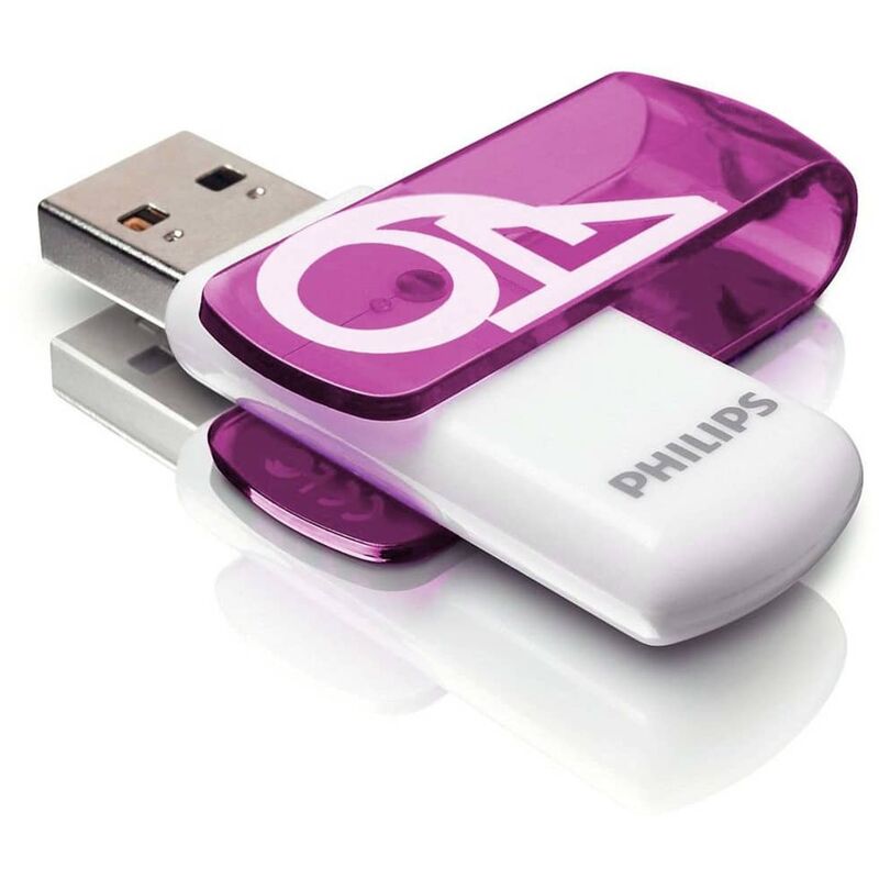 

Memoria USB 2.0 Vivid 64 GB blanco y morado - Multicolor - Philips