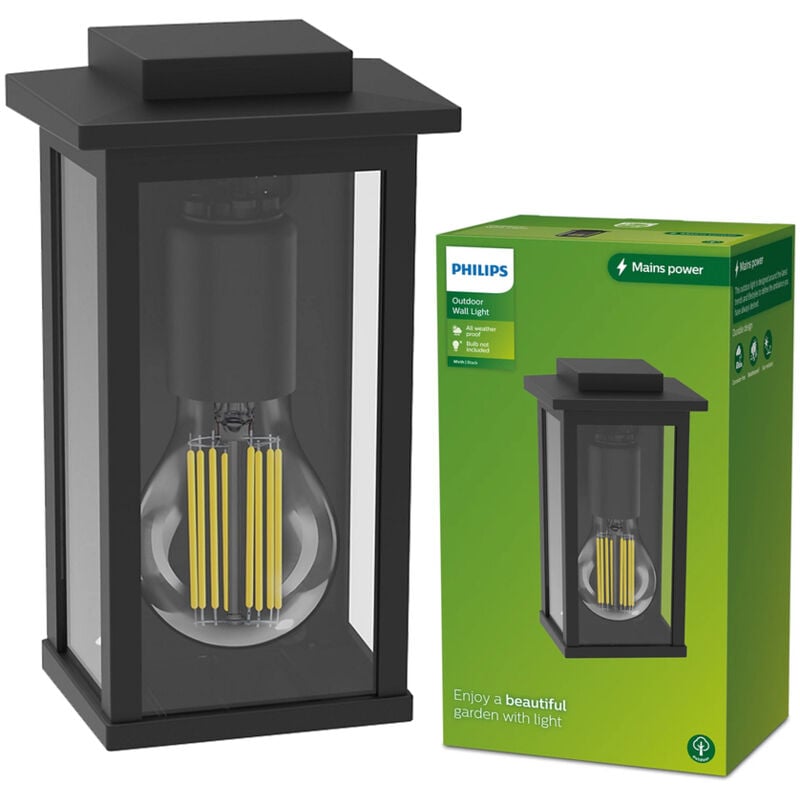 Applique extérieure mirth E27 IP44 noir Philips