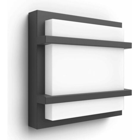 Philips myGarden - Dispositivo LED da parete per esterni 19x19 cm, 2700 K, 12 W, antracite 915005554801