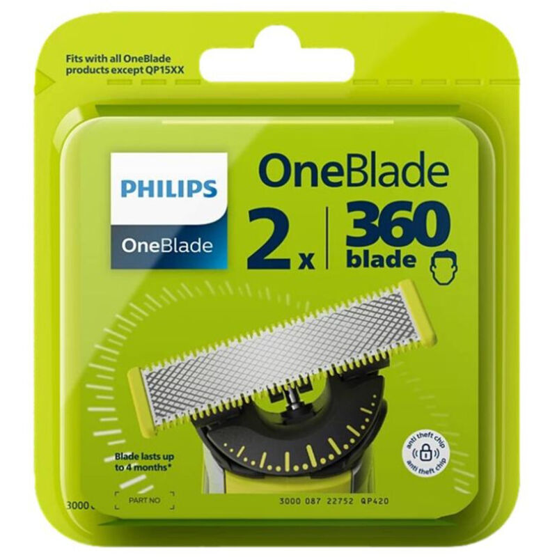Ersatzteil - Originales Set von 2 ONEBLADE Rasierklingen QP220/50 QP420/50 - - PHILIPS