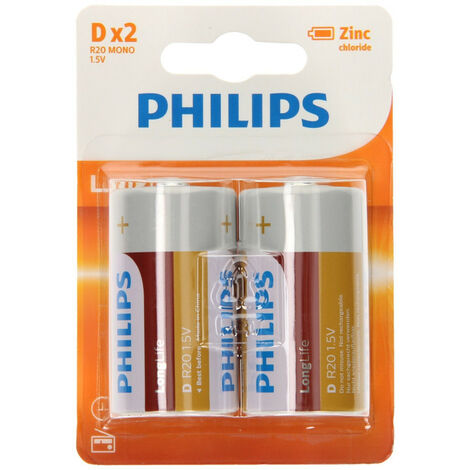 Philips Pile Longlife D / R20, 2pcs