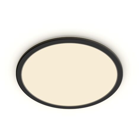 Philips – Plafonnier LED Superslim 15W – SceneSwitch 3 réglages d'intensité – 1300 lumen – IP44 – Noir rond 250x250mm pour intérieur
