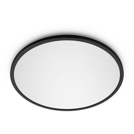 Philips – Plafonnier LED Superslim 18W – 3 ambiances lumineuses – 1500 lumen – 2700K – Dimensions 30x30 cm – Design noir moderne