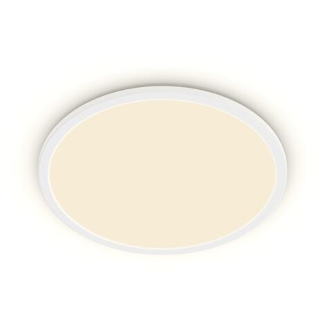 Philips Plafonnier LED Superslim, SceneSwitch 3 réglages d'intensité, 18W, rond, Blanc, 3x30x30 2700K, 1500 lumen, IP44