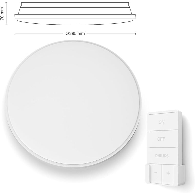 Philips - Plafonnier led Wincel 24W, rond, télécommande sans fil incluse, blanc