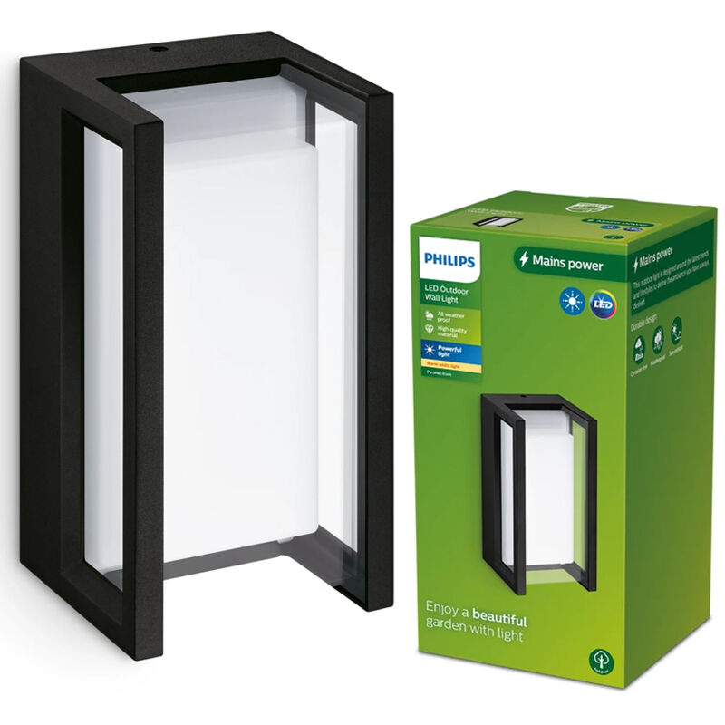 Applique extérieure led pyrona 12W 2700K 1500lm IP44 noir Philips