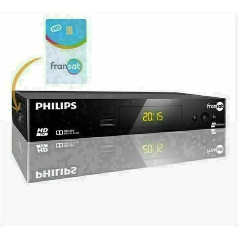 Philips – Récepteur TNT HD Fransat avec carte Viaccess 4 ans – Enregistrement sur USB – Tuner simple – HDMI inclus – Compatible Eutelsat 5WA