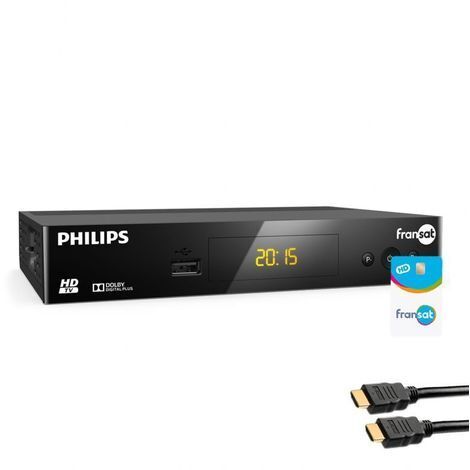PHILIPS Récepteur TV satellite HD + Carte FRANSAT PC6 Eutelsat 5W + Câble HDMI