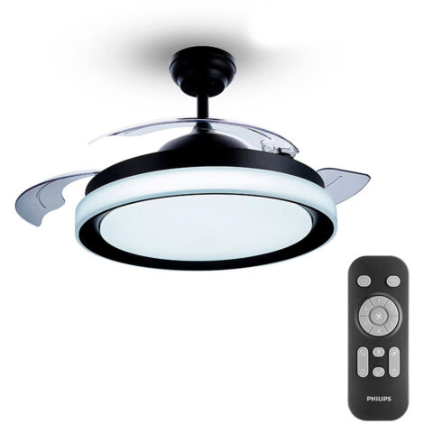 Philips/Signify "Bliss" Ventilatore da soffitto LED Telecomando 28+35W 4500Lm 2700/5500/4000ºK IP20 Nero 15000H [PH-87195144085