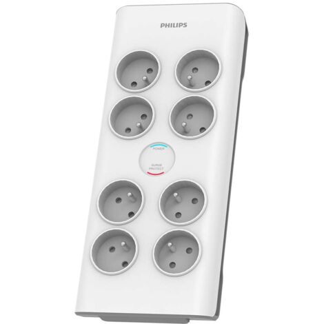 PHILIPS SPN7080WA/60 PROTECTION SURTENSION BLANC 8 SORTIE(S) CA 2 M PHIL-SPN7080WA/60