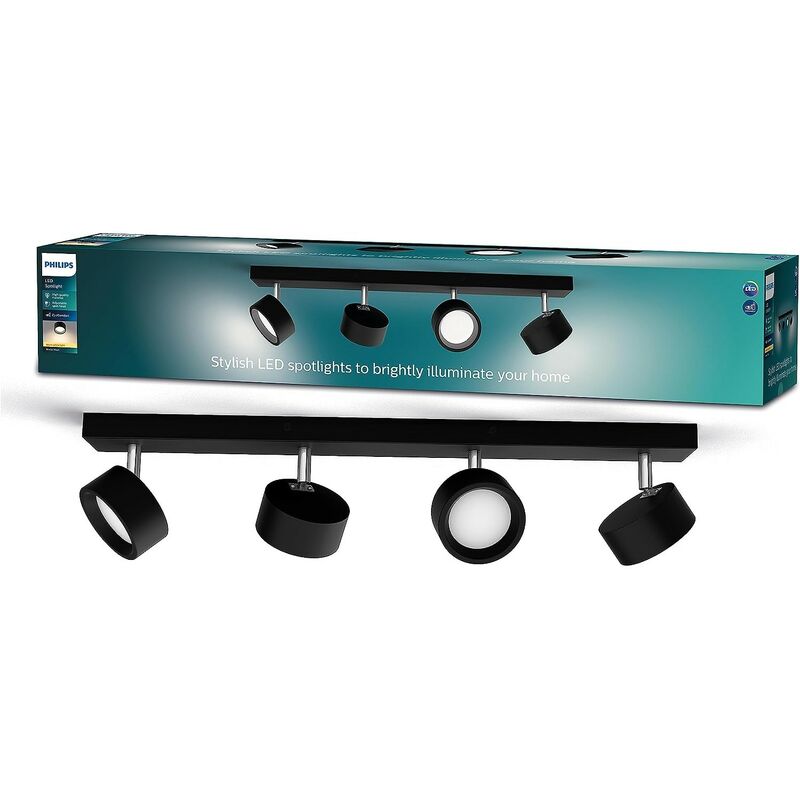 Philips - spot Bracia 4x5.5W, blanc chaud 2700K, Noir