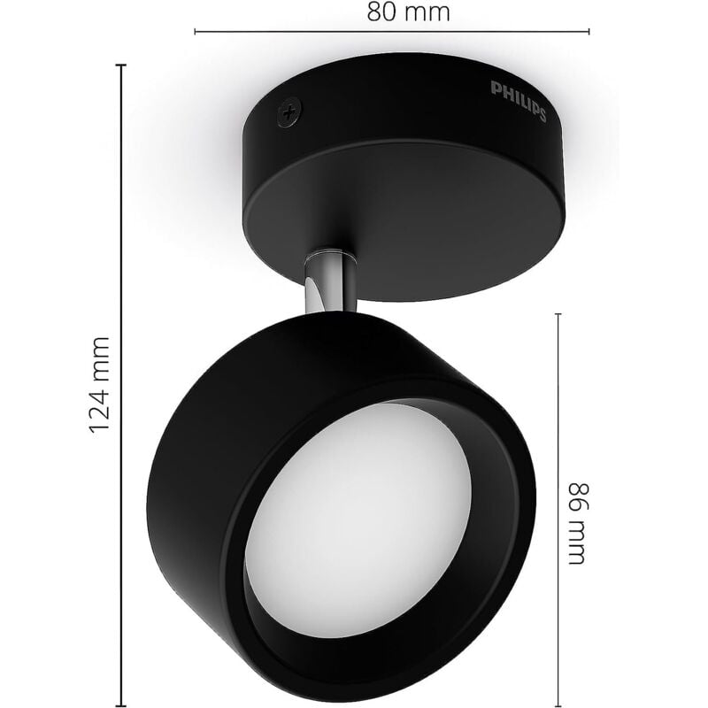 Philips - spot Bracia 1x5.5W, blanc chaud 2700K, Noir