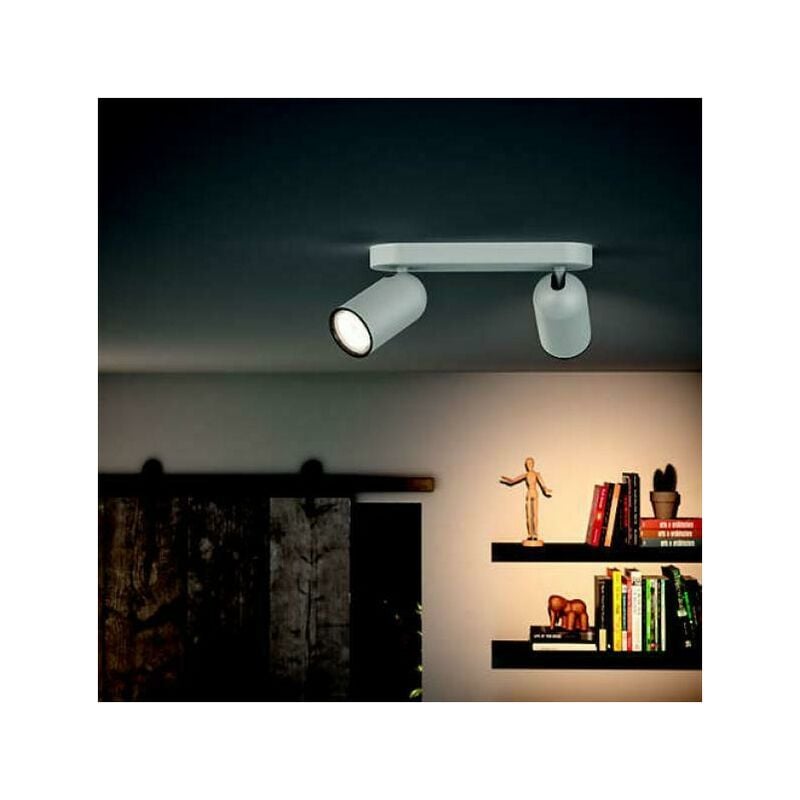 Philips consumer spot pongee 2 luci attacco gu10 in metallo colore bianco 915005530801 50582/31/pn 5058231pn