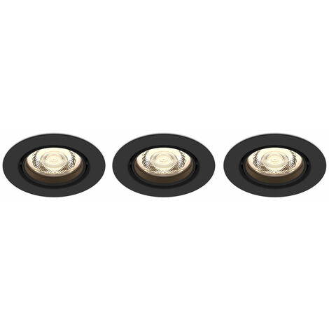 Philips spots LED encastrables IMPALA, 6W, 400 lumen, Blanc chaud, Pack de 3, noir