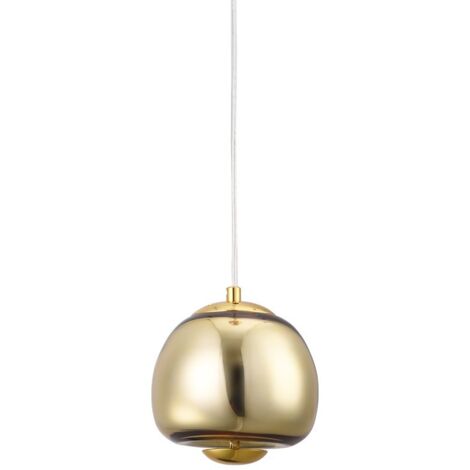 Philips – Suspension incurvée en métal et verre cristal – Abat-jour doré – Tension 220-240V AC – Dimensions ø150x1100 mm – Pour espaces modernes