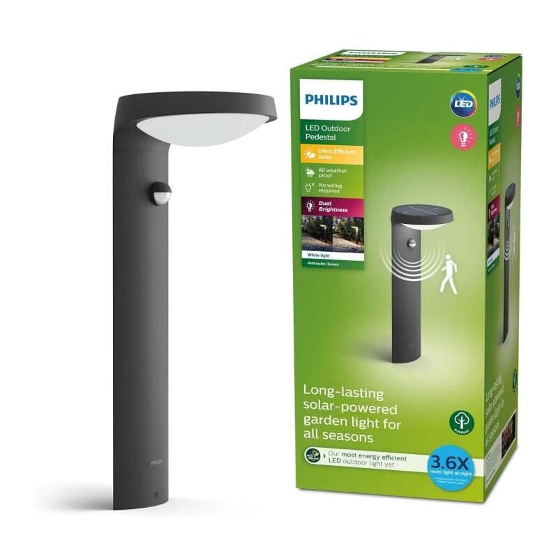 Philips Hue - Borne avec recharge solaire philips tyla classe énergétique a, détecteur de mouvement, jusqu'a 250 lm, IP44 - Anthracite
