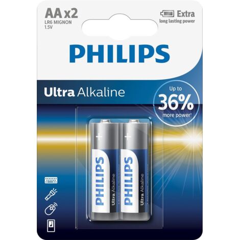 Philips Ultra Pile alcaline LR6E2B/10 - Piles (Pile à usage unique, AA, alcaline, 1,5 V, 2 pièce(s), 7 année(s))