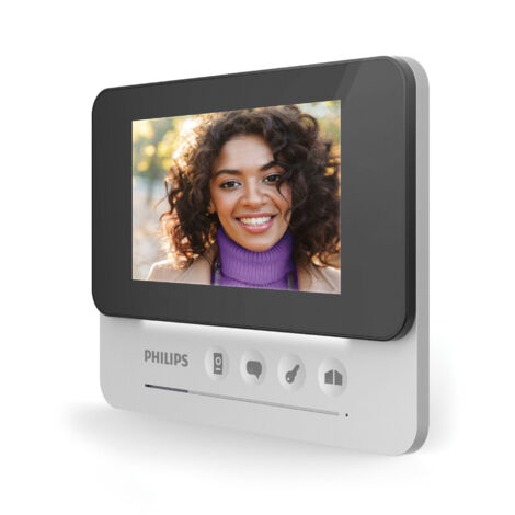 Philips – Visiophone WelcomeEye Connect – Écran tactile couleur 7" – 130° grand angle – Contrôle d'accès RFID – Enregistrement photo et vidéo
