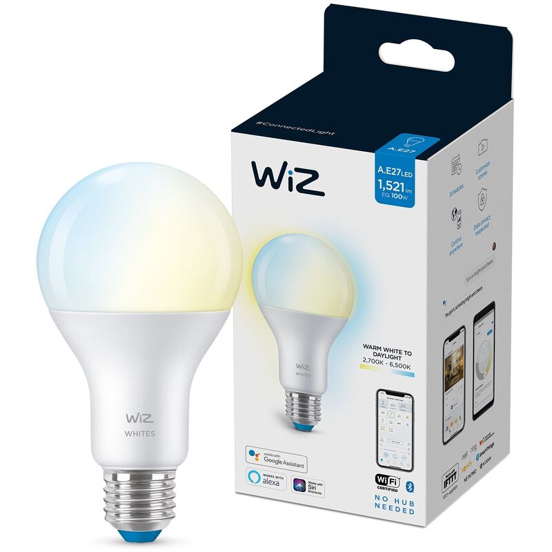 

Wiz Bombilla Wifi Y Bluetooth Led Regulable Blancos A67 100W E27, 2700-6500K, 13W (Equivale A 100 W), A+