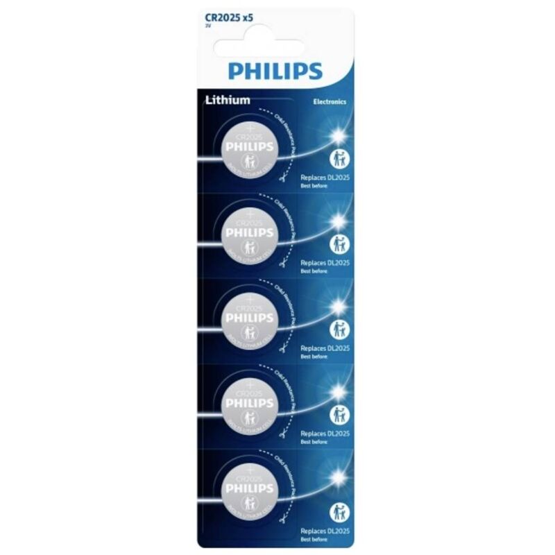 Batteria a bottone cr 2025 3 v 5 pz. Litio Minicells - Philips