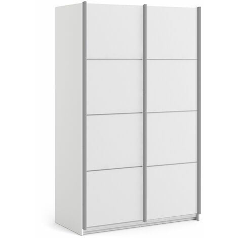 Phillipe White Sliding Wardrobe 120Cm - White Doors - Two Shelves - White