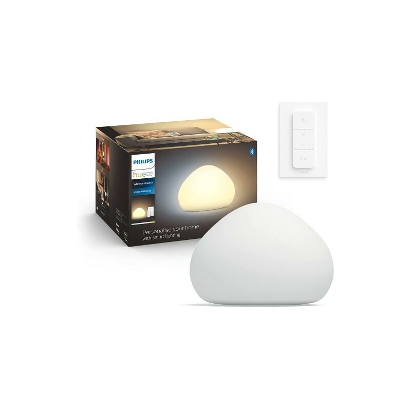 Philips - Philps White Ambiance wellner Lampe à poser 1x9.5W - Blanc (Télécommande incluse), compatible Bluetooth, fonctionne avec Alexa, Google