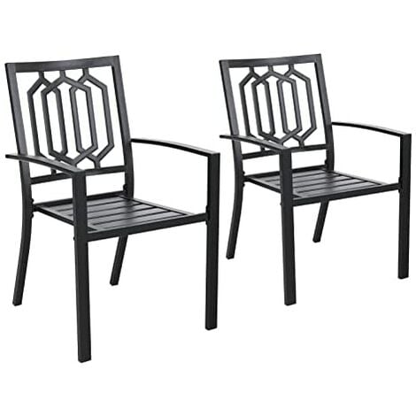 PHIVILLA 2 Packs Garden Chairs Dinning Chairs Metal Black2