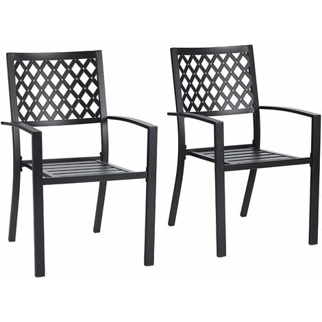 Phivilla – Chaises de jardin empilables en acier – Ensemble de 2 chaises de terrasse bistro – Résistantes à la rouille – Dimensions 64x58x89 cm