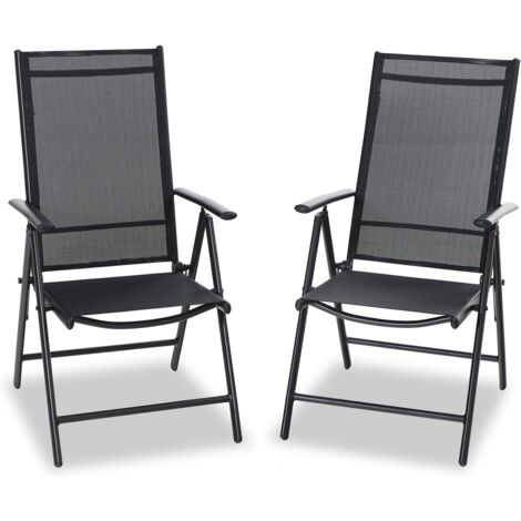 Phivilla – Chaises de jardin pliantes et inclinables – Aluminium revêtu – 6 positions réglables – Résistantes aux UV et à l'eau – 2 chaises empilables